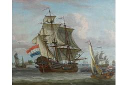 Onbekend, 18e eeuw, de walvisvaarder "Gekroonde Parel" op het IJ